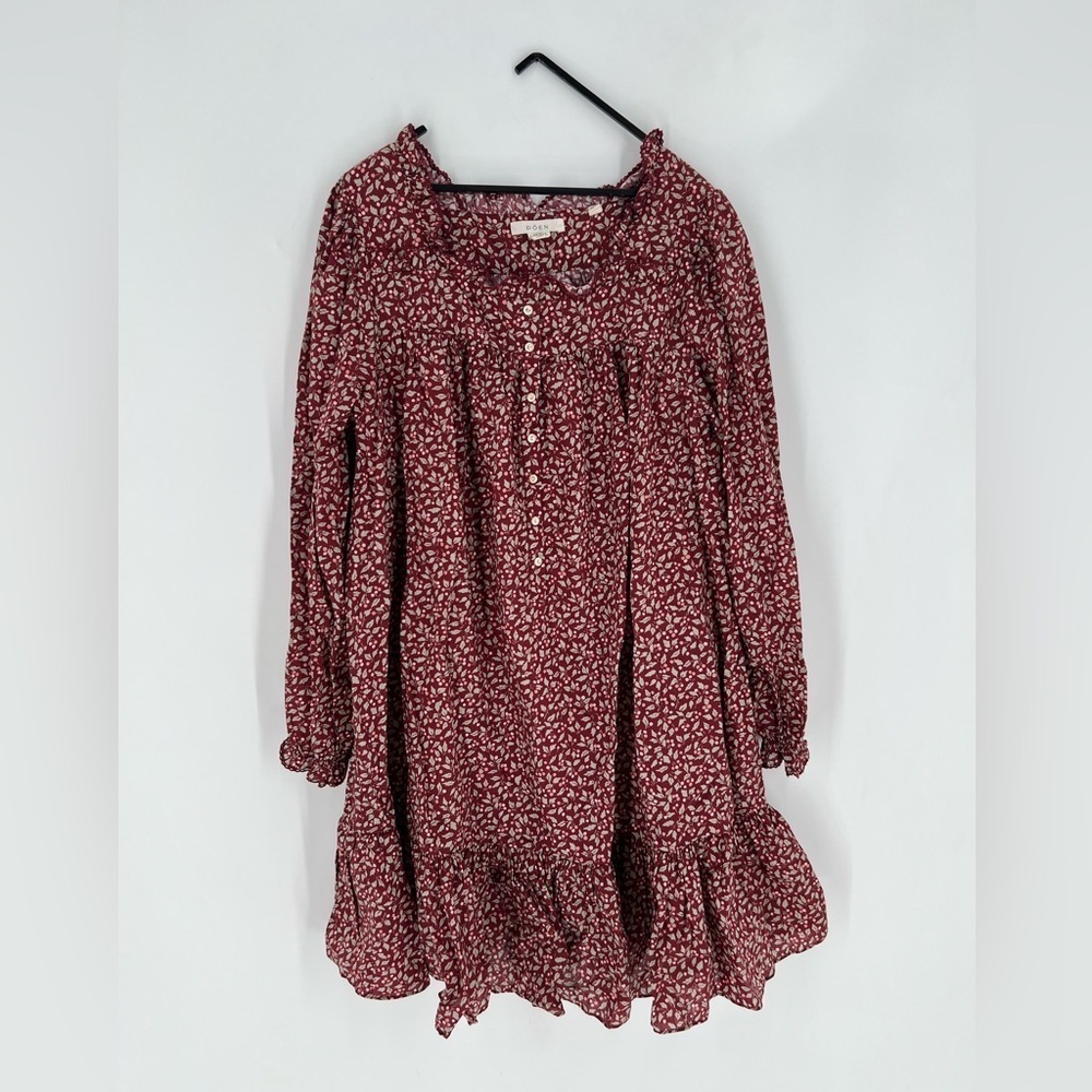 Doen Elinor Nightgown Mini Dress In Woodland Berry Floral Liberty Print